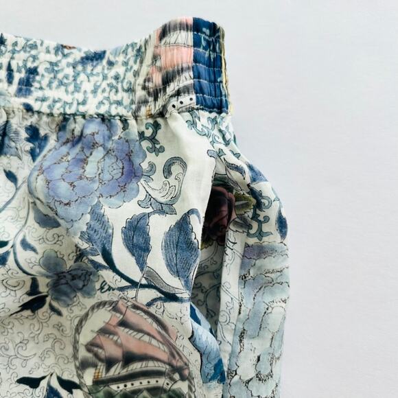 ETRO Blue Floral Ramie Shorts Size 46 Large Elastic Relaxed Beach Travel Yacht - Picture 6 of 9